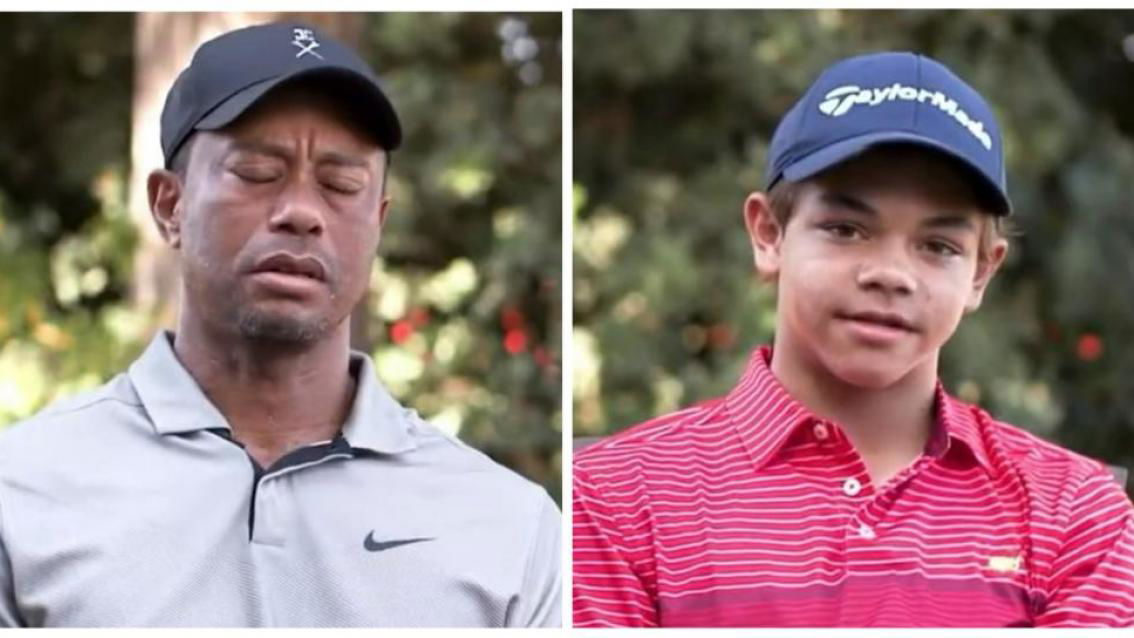 Tiger Woods shuts down reporter's question about teenage son Charlie